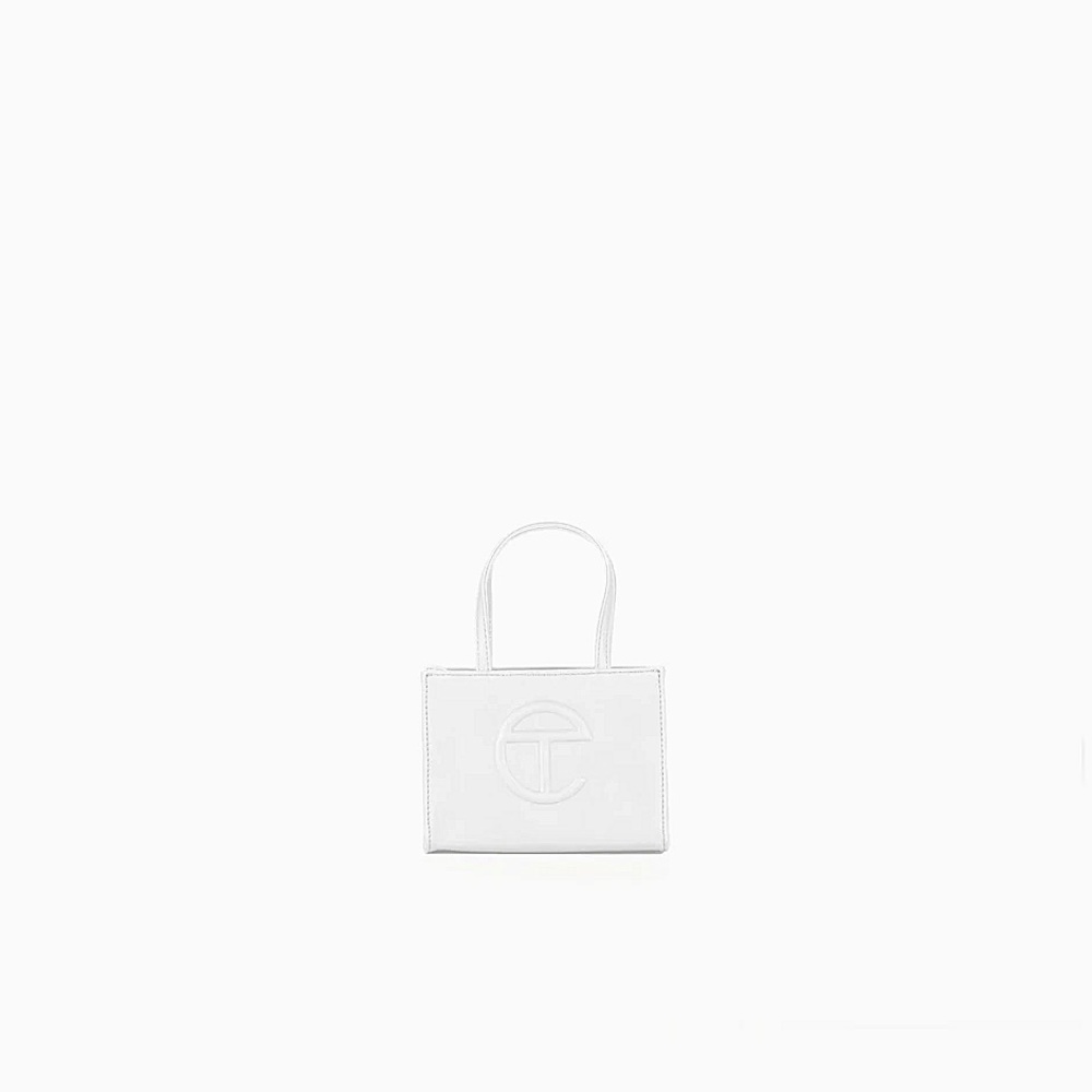 Telfar small white vegan leather bag